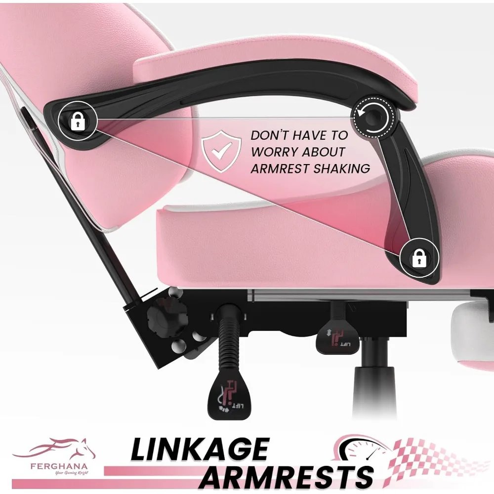 Pink Gaming Chairs with Footrest,Computer Game Chair,Massage Gaming Chairs,Christmas,Xmas Gift,PC Gaming Chairs for Adults Teen Pink Gaming Chairs with Footrest,Computer Game Chair,Massage Gaming Chairs,Christmas,Xmas Gift,PC Gaming Chairs for Adults Teen