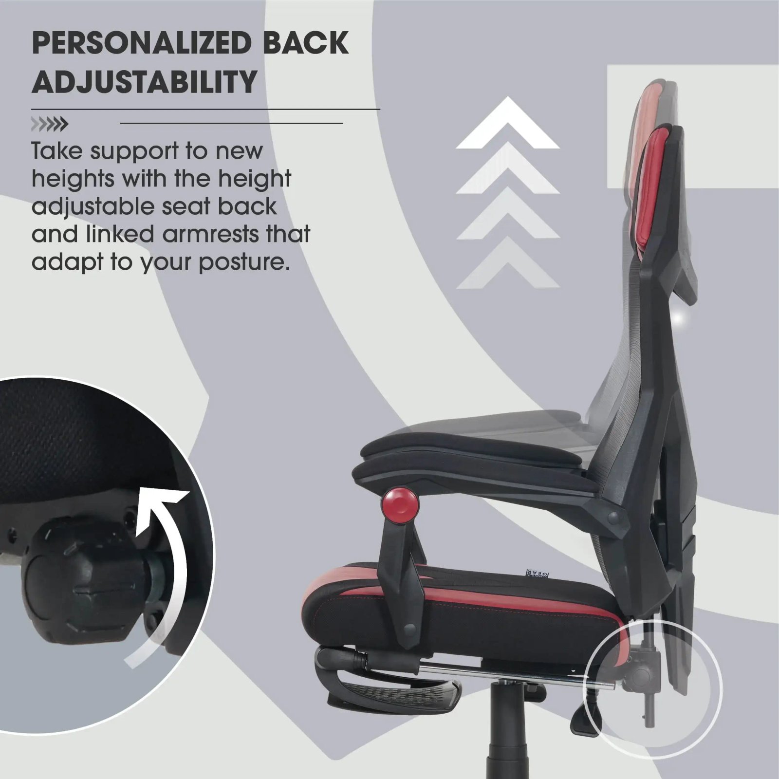 Gamer Gear Gaming Office Chair with Extendable Leg Rest, Gray/Black Fabric Upholstery office chair ergonomic