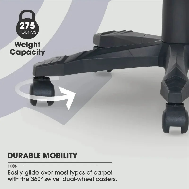 Gamer Gear Gaming Office Chair with Extendable Leg Rest, Gray/Black Fabric Upholstery office chair ergonomic
