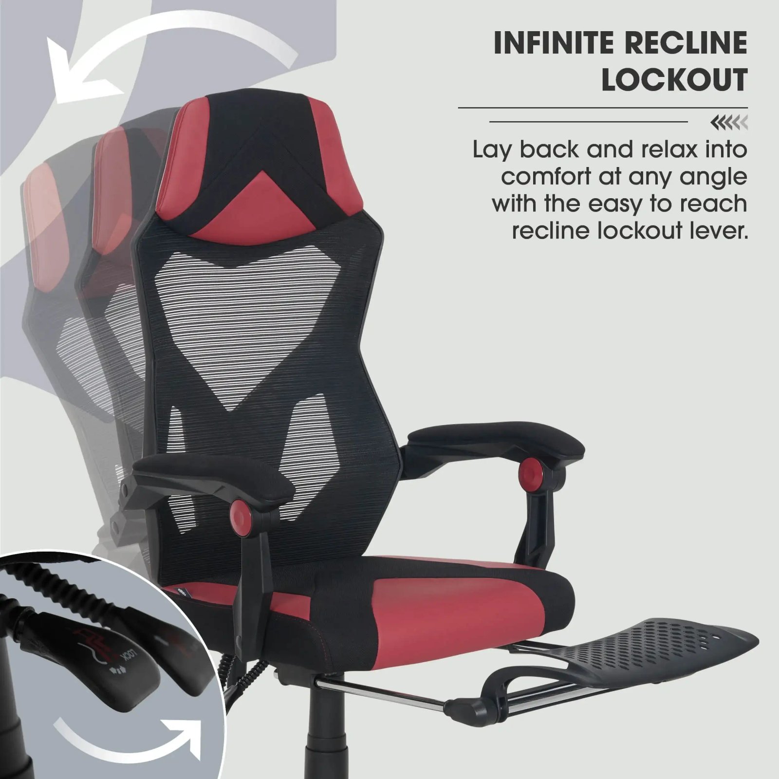 Gamer Gear Gaming Office Chair with Extendable Leg Rest, Gray/Black Fabric Upholstery office chair ergonomic