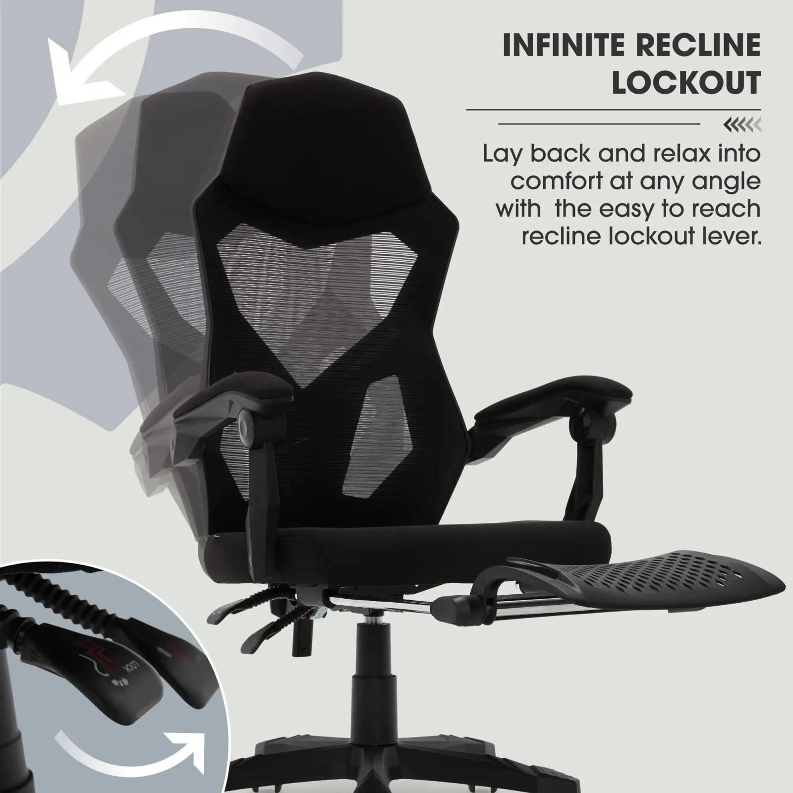 Gamer Gear Gaming Office Chair with Extendable Leg Rest, Gray/Black Fabric Upholstery office chair ergonomic