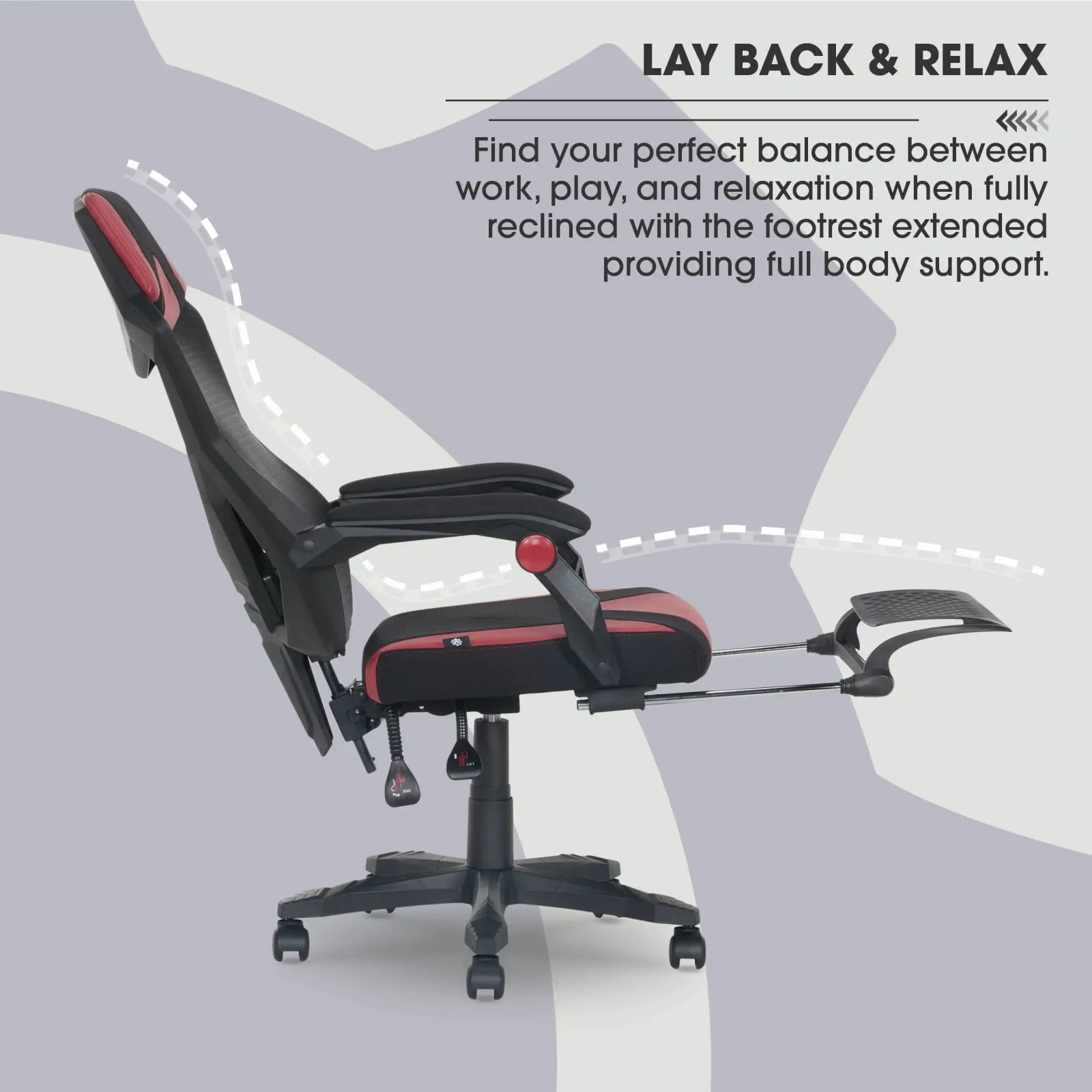 Gamer Gear Gaming Office Chair with Extendable Leg Rest, Gray/Black Fabric Upholstery office chair ergonomic