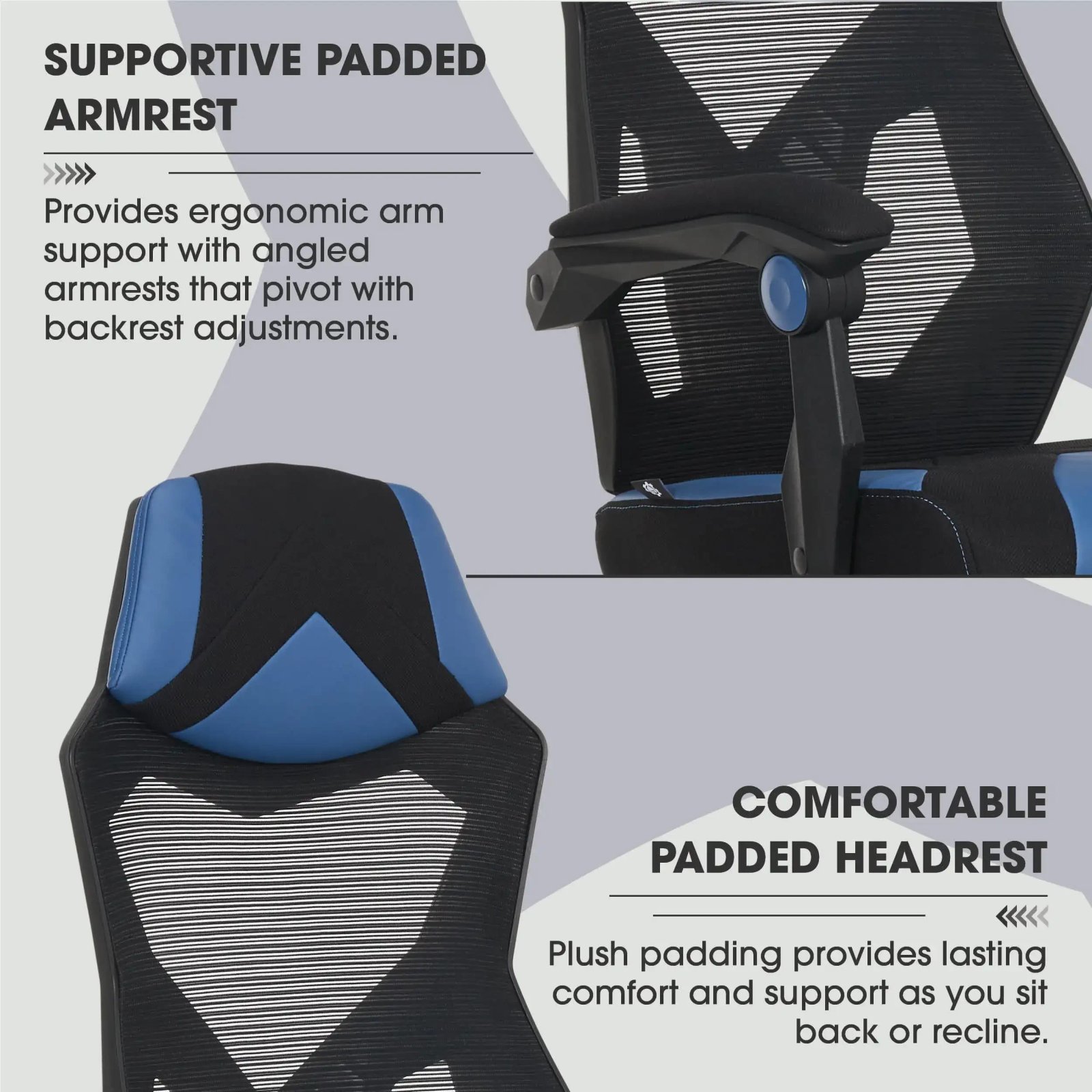 Gamer Gear Gaming Office Chair with Extendable Leg Rest, Gray/Black Fabric Upholstery office chair ergonomic