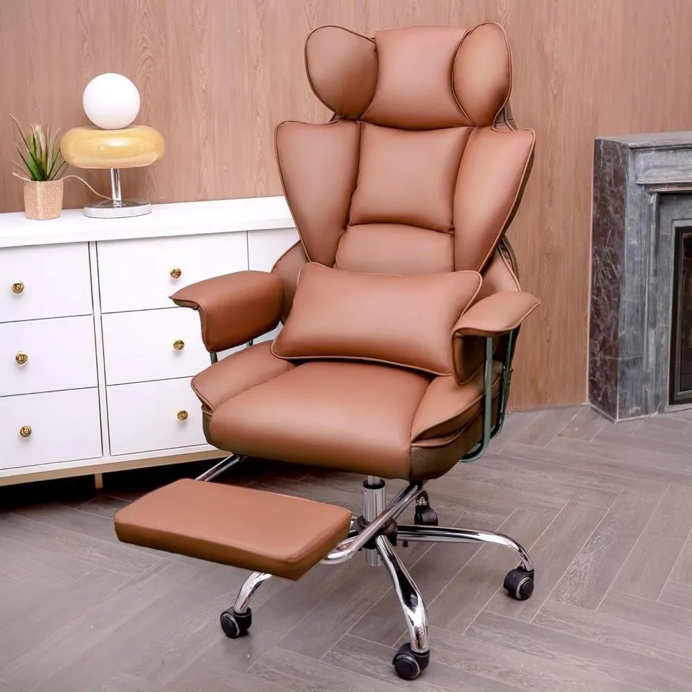 Ergonomic Office Chairs, Gaming Chair with Footrest, Big and Tall Computer Desk Chairs with Lumbar Support, Ergonomic Reclining
