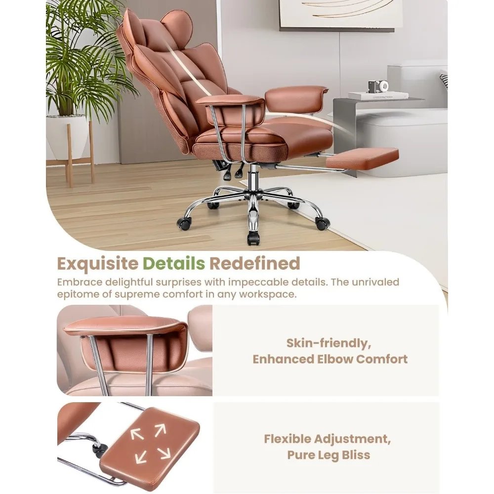 Ergonomic Office Chairs, Gaming Chair with Footrest, Big and Tall Computer Desk Chairs with Lumbar Support, Ergonomic Reclining