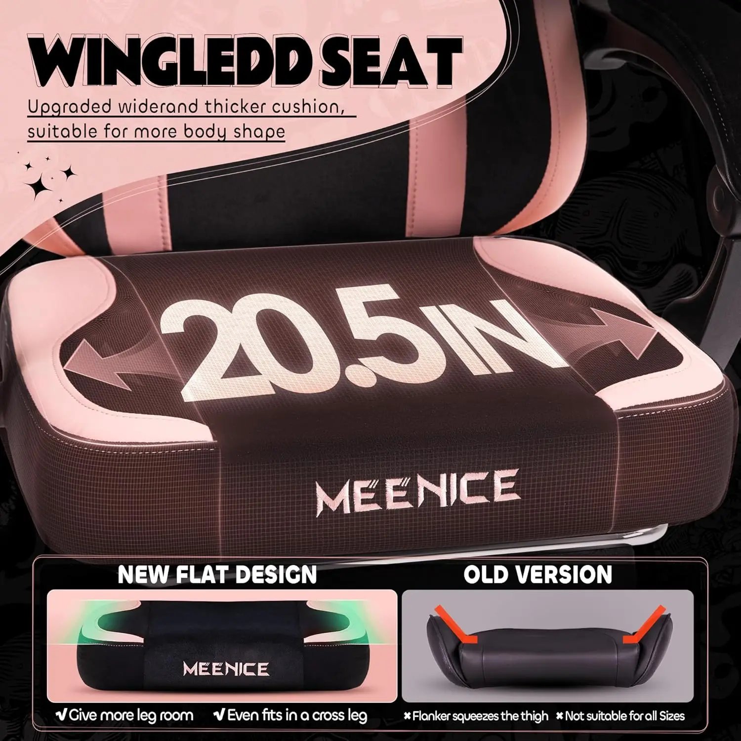 Pink Gaming Chair Cute with Cat Ears Paw Lumbar and Cushion,Ergonomic Computer Chair with Footrest,Reclining PC Game Chair