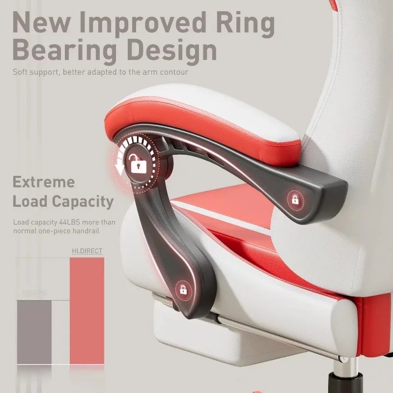 HLDIRECT Gaming Chair, Video Game Chair, Gamer Computer Chair, Ergonomic Gaming Chairs for Adults with Headrest and Lumbar
