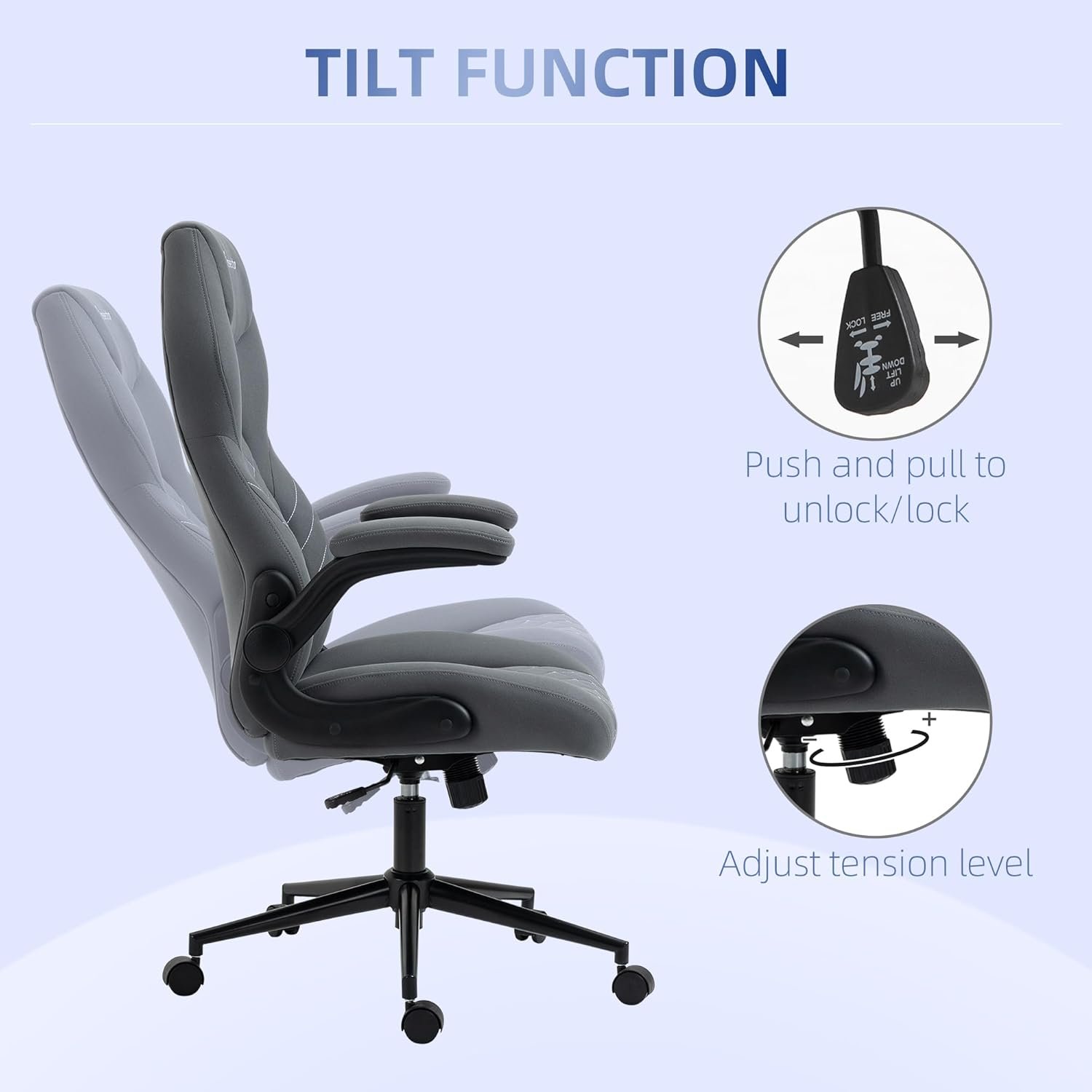 Gaming Chair With Flip Up Arm, High Ba Desk Computer Chair, Gamer Chair With Adjustable Height And Swivel Wheel, Dark Gray