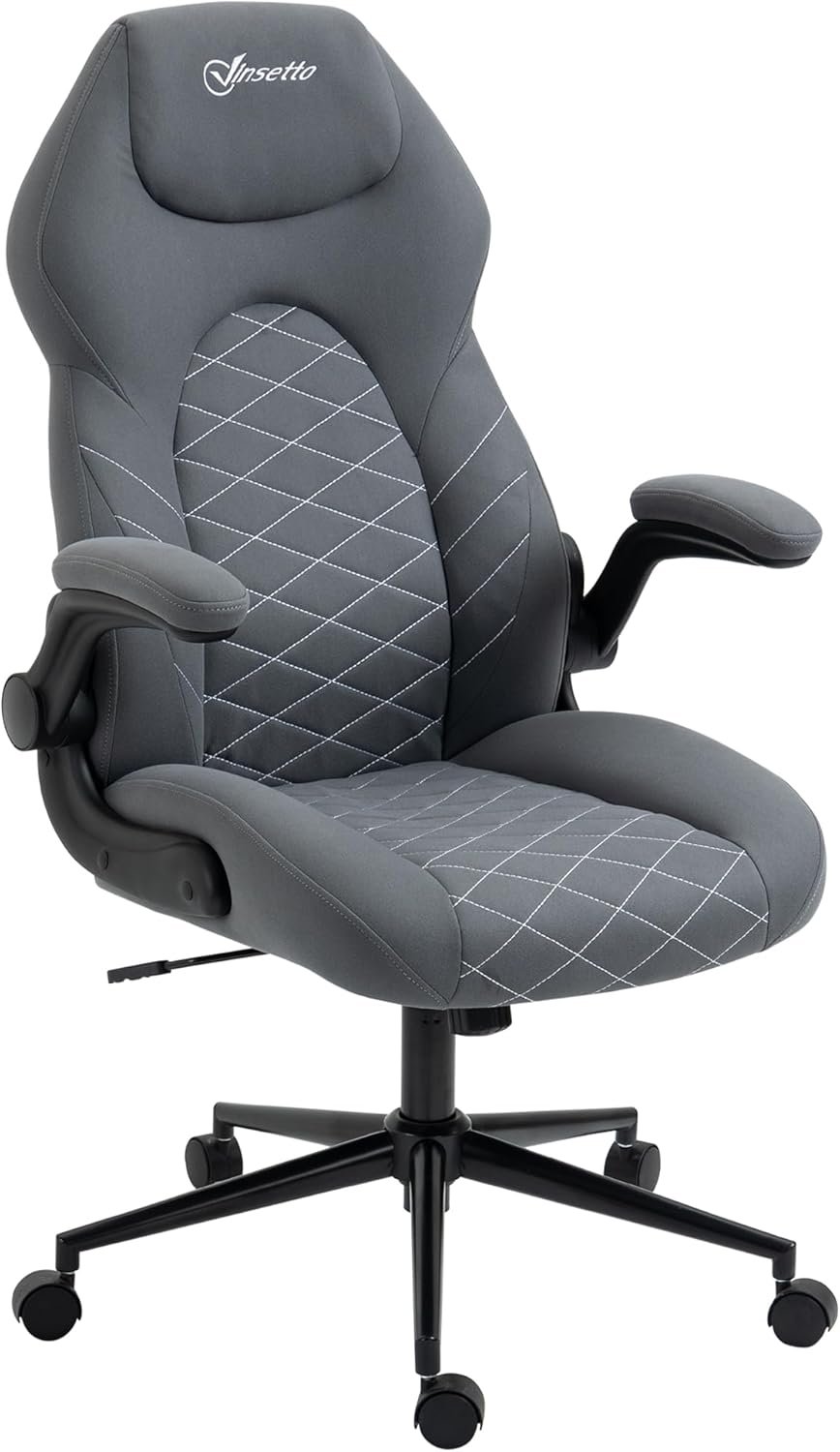 Gaming Chair With Flip Up Arm, High Ba Desk Computer Chair, Gamer Chair With Adjustable Height And Swivel Wheel, Dark Gray