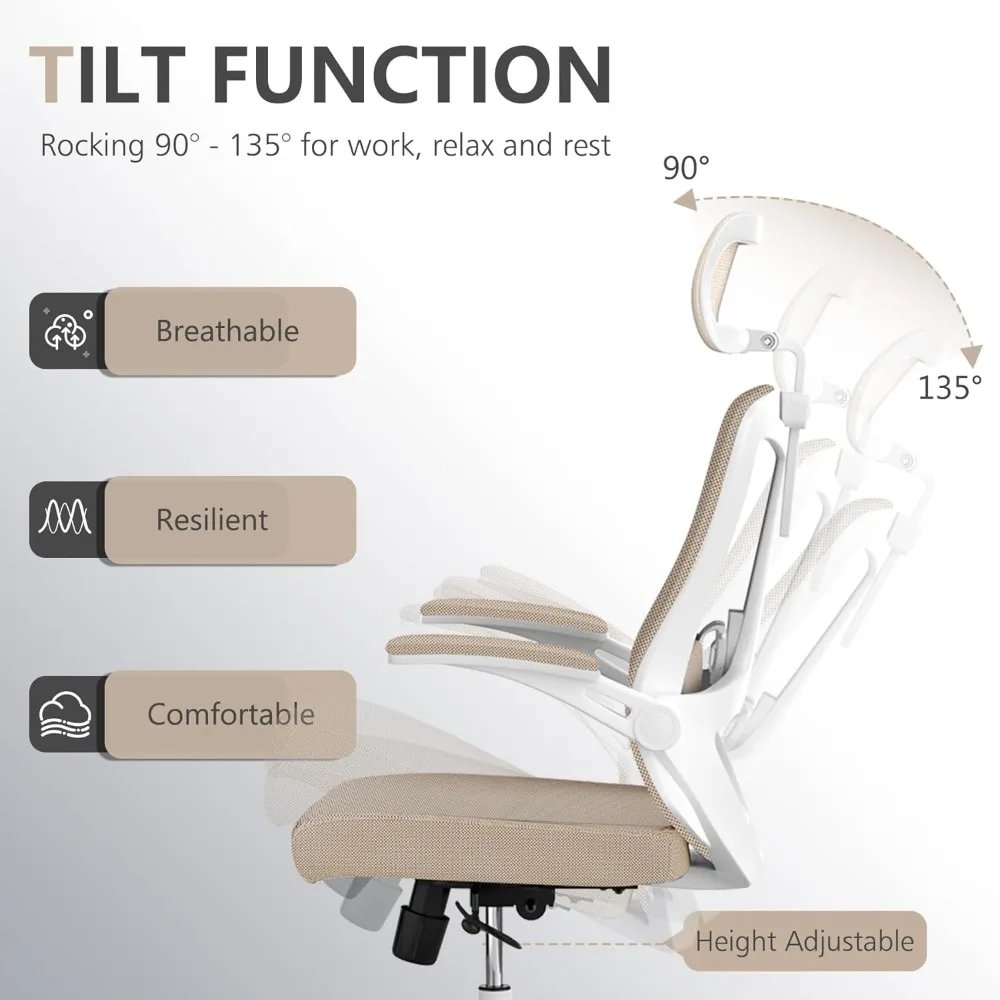 Desk Offiice Chair, Ergonomic Comfy Mesh Chair, Home High Back Gaming Executive Chair with Wheels, Compute Capacity 350LBS, Lumb