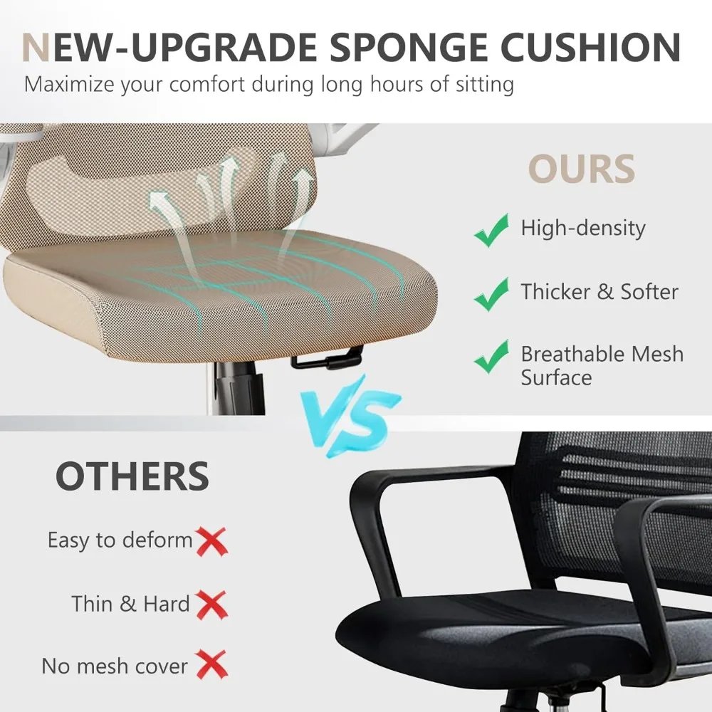 Desk Offiice Chair, Ergonomic Comfy Mesh Chair, Home High Back Gaming Executive Chair with Wheels, Compute Capacity 350LBS, Lumb