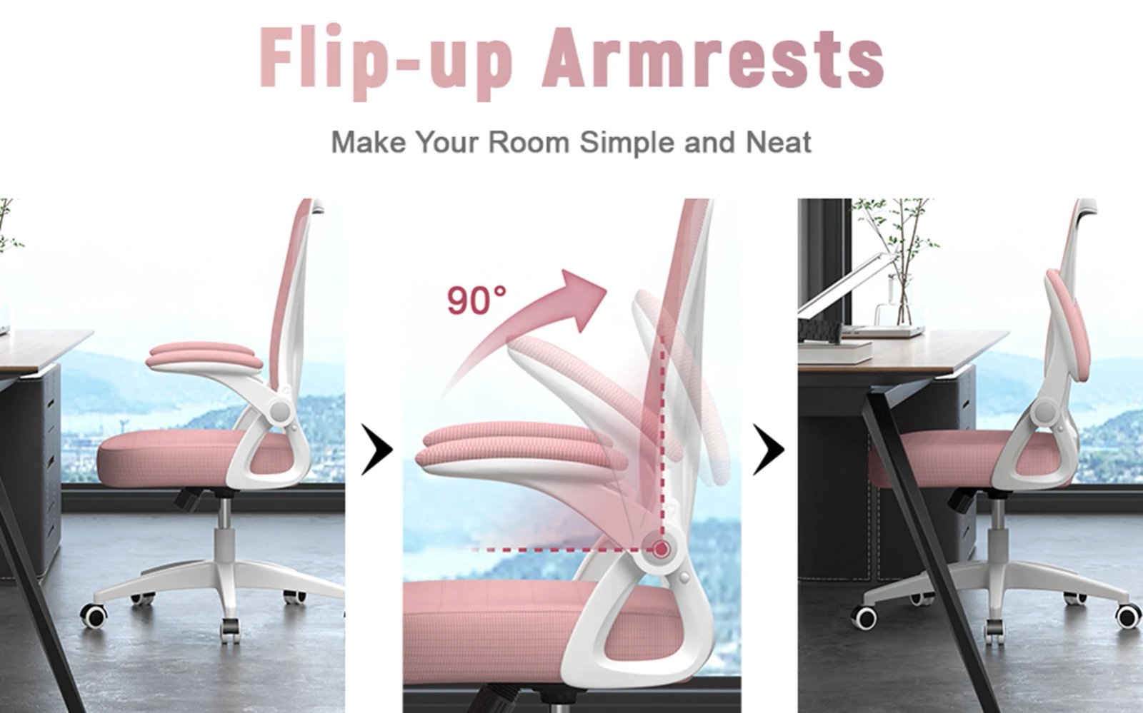 Ergonomic Office Mesh Chair, Liftable High Back Gaming Chair with Lumbar Support, Swivel Desk Chair Seat Depth Adjustable Home