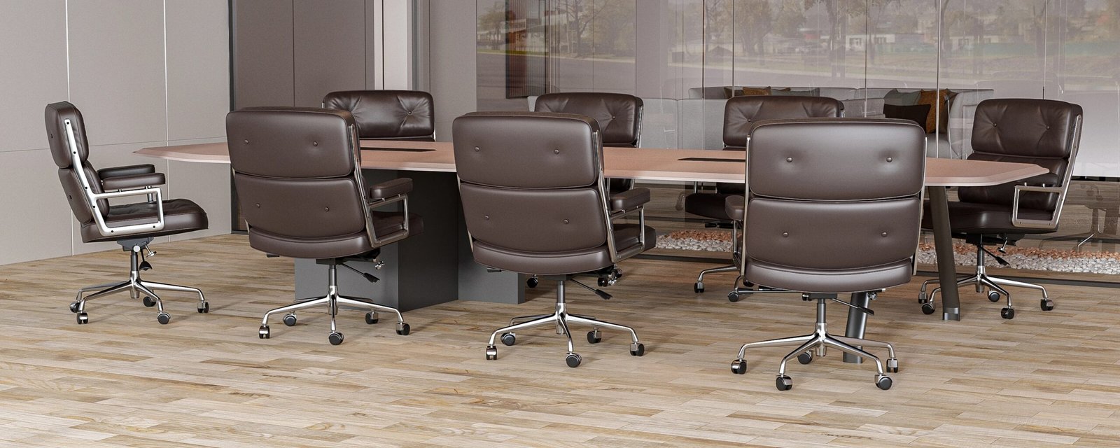 Ergonomic Office Chair Genuine Leather with Aluminum Arms and Wheels for Support Rolling Swivel Business Executive Office Chair