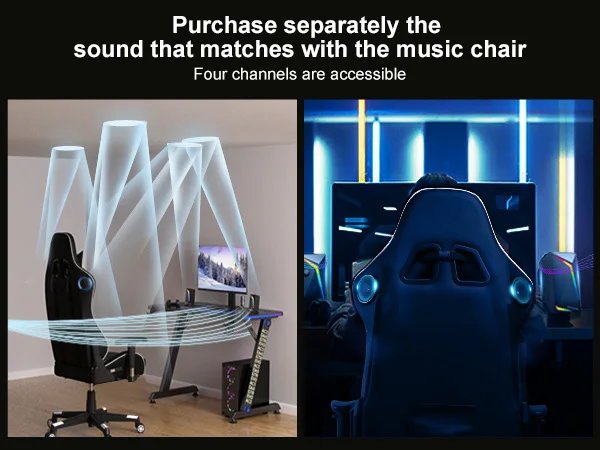 Gaming Chair with Speakers Bluetooth Music Video Game Chair Audio Ergonomic Design Heavy Duty Office Computer Desk Chair