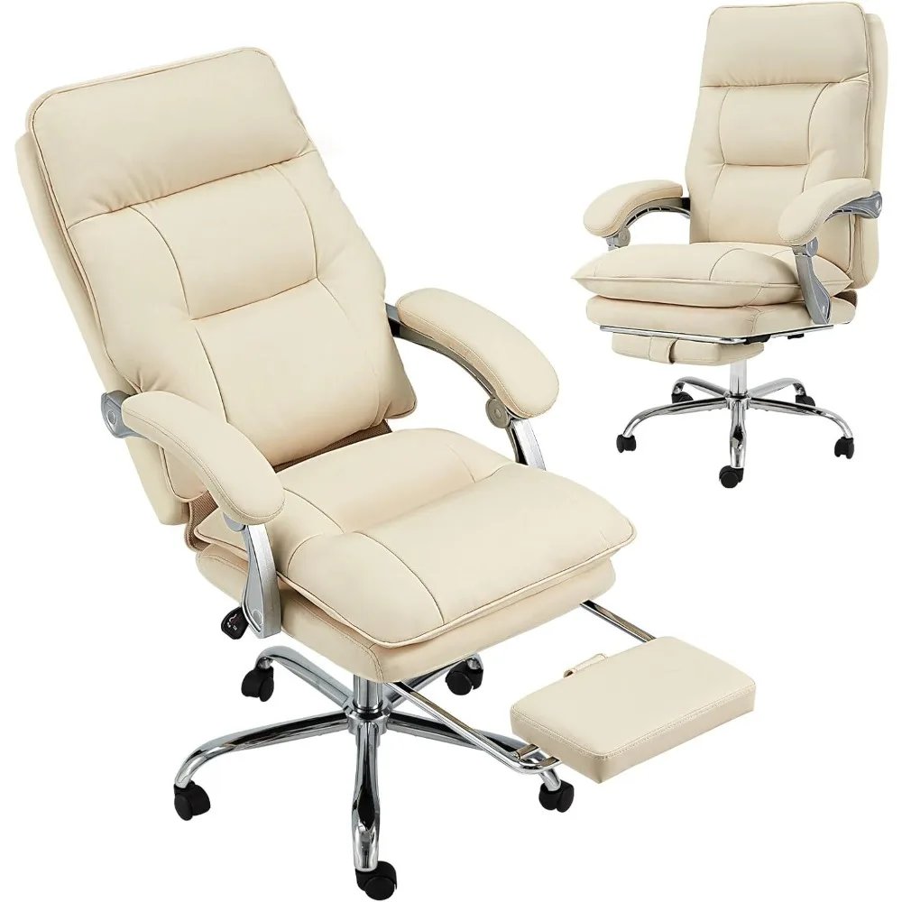 Executive Office Chair with Footrest 350 LBS Reclining Big and Tall Computer Gaming Chairs Home Office Desk Chair Adjustable PU