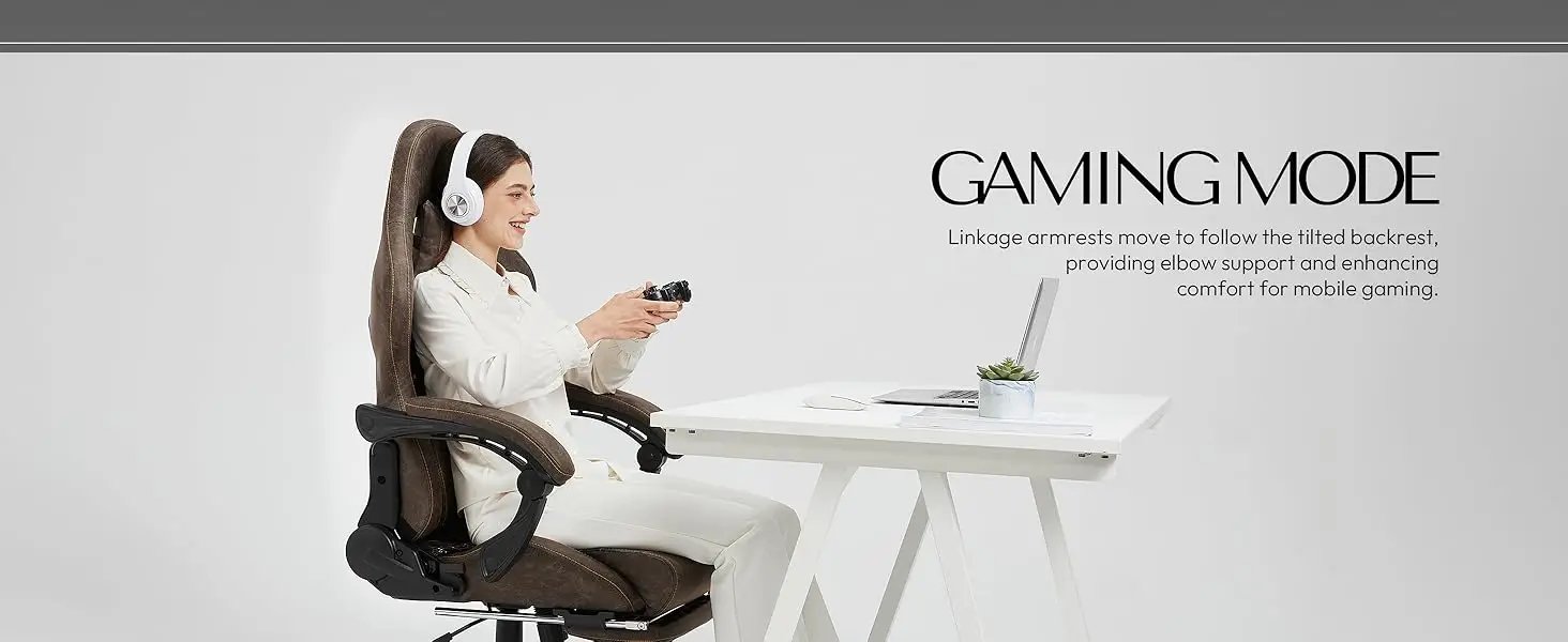 Big and Tall Gaming Chair Ergonomic Computer Chair with Footrest Massage Lumbar Support High Back PU Leather 350Lbs