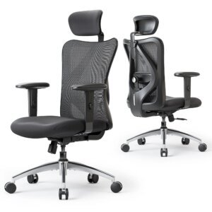 SIHOO M18 Ergonomic Office Chair for Big And Tall People Adjustable Headrest 2D Armrests Lumbar Support PU Wheels Swivel Feature